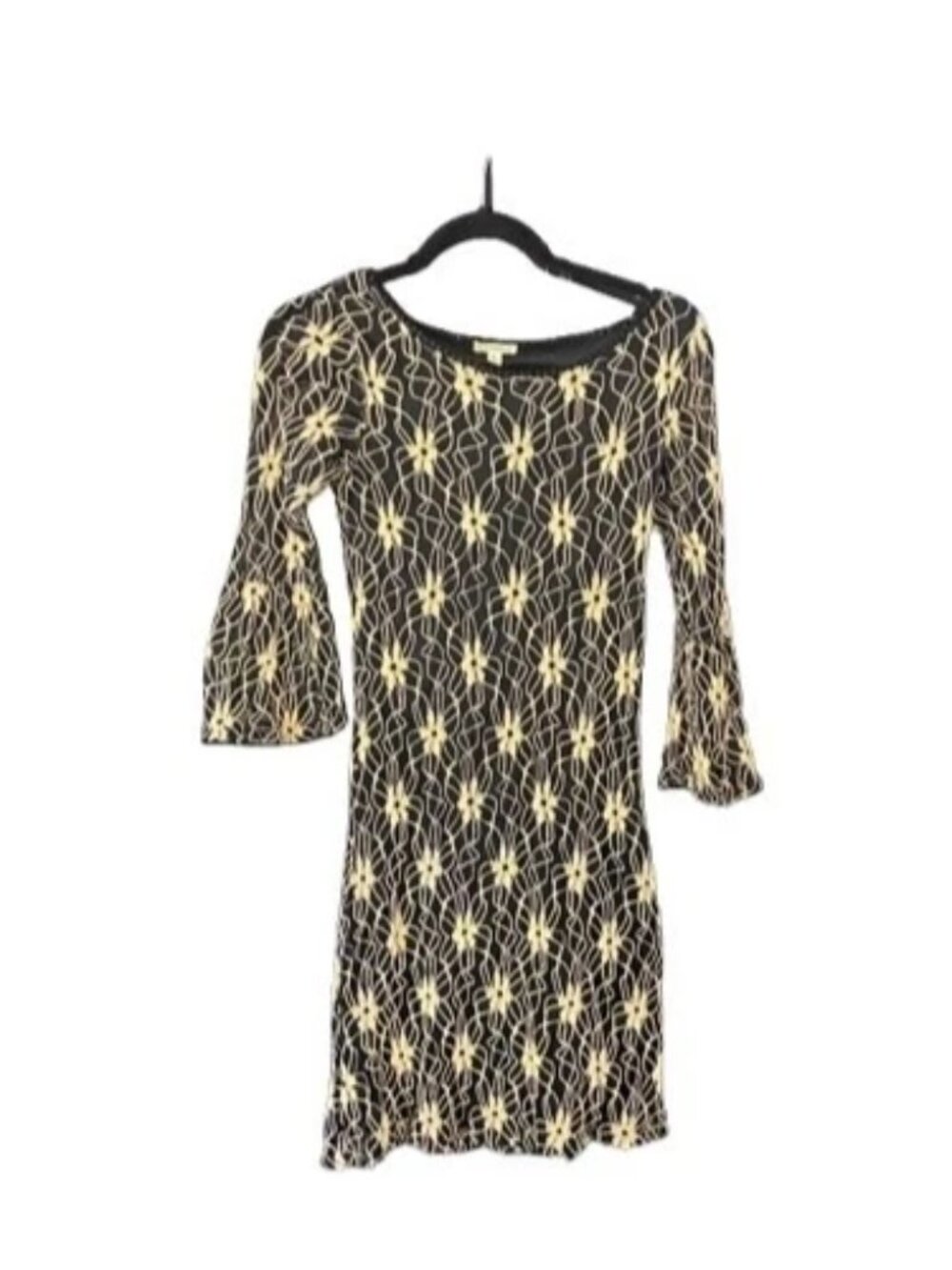 Floral Mini Dress Bell Sleeve Whimsigoth Fairy Grunge Hippie Festival Size S